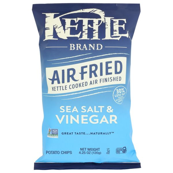 KETTLE FOODS: Sea Salt and Vinegar Air Fried Potato Chips, 4.25 oz