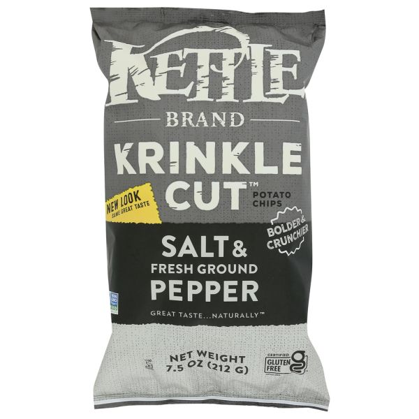 KETTLE FOODS: Krinkle Cut Salt and Pepper Potato Chips, 7.5 oz
