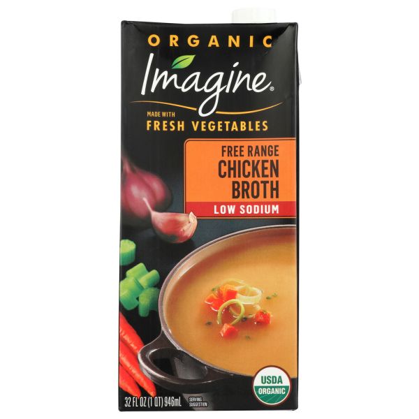 IMAGINE: Organic Low Sodium Free Range Chicken Broth, 32 oz