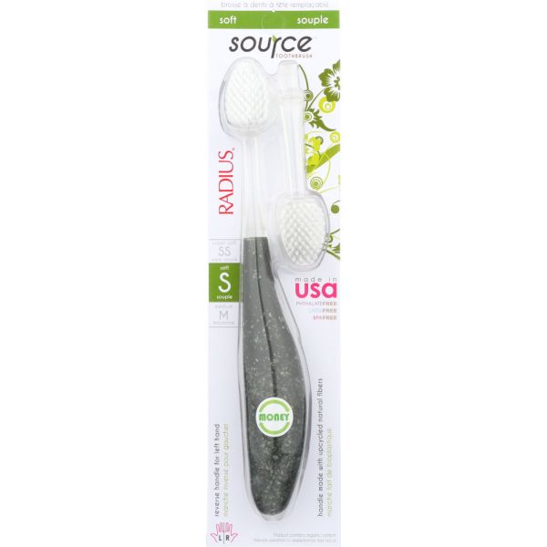 RADIUS: Source Toothbrush with Replacement Head Soft Bristle, 1 Toothbrush