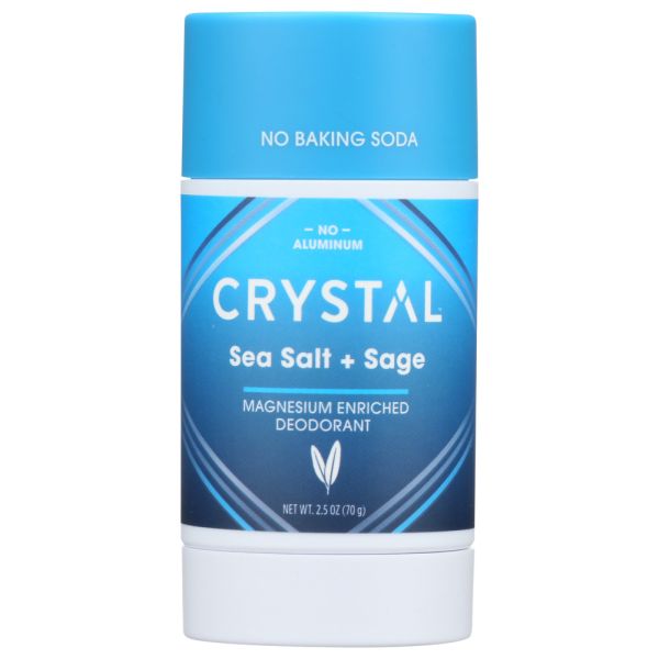 CRYSTAL BODY DEODORANT: Magnesium Enriched Deodorant Sea Salt Plus Sage, 2.5 oz