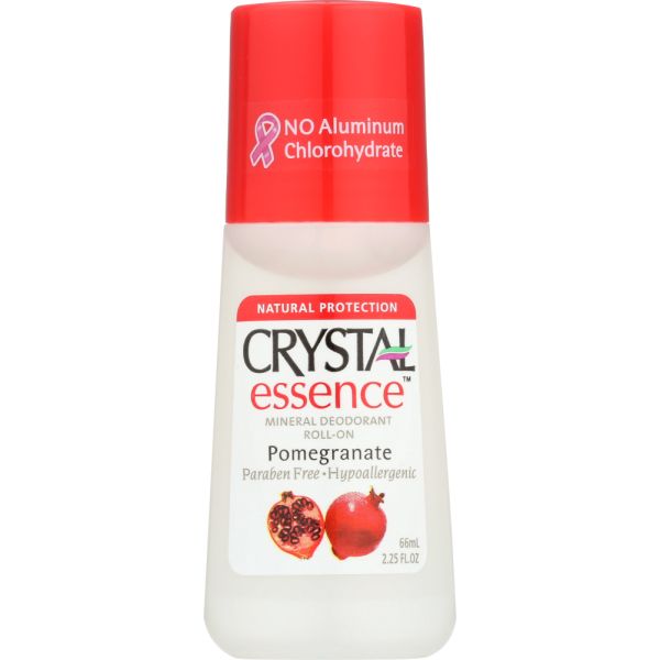 CRYSTAL BODY DEODORANT: Mineral Deodorant Roll On Pomegranate, 2.25 oz