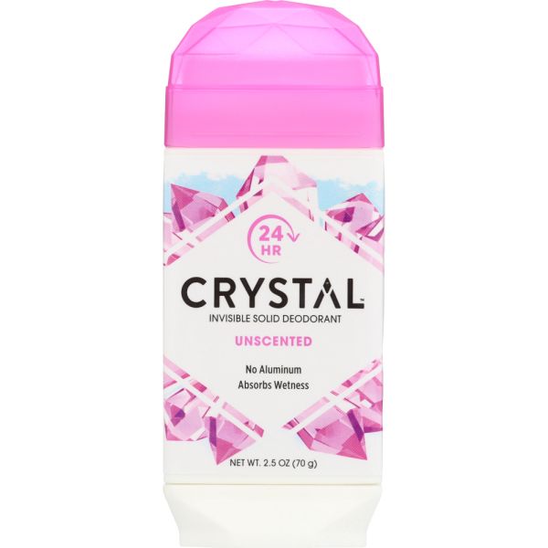 CRYSTAL BODY DEODORANT: Unscented Invisible Solid Deodorant, 2.5 oz