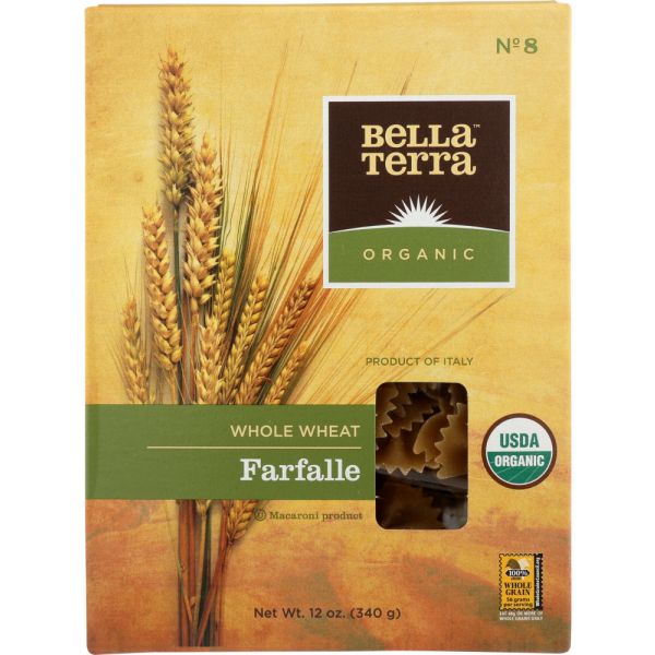 BELLA TERRA: Organic Whole Wheat Farfalle Pasta, 12 oz