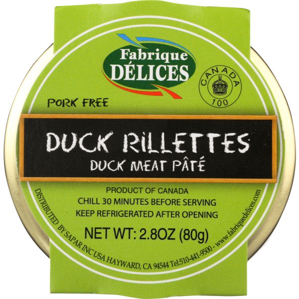 FABRIQUE DELICES: Duck Rillettes Glass Jar, 2.8 oz