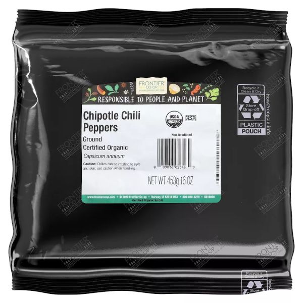 FRONTIER BULK: Organic Ground Chipotle Chili Peppers, 16 oz