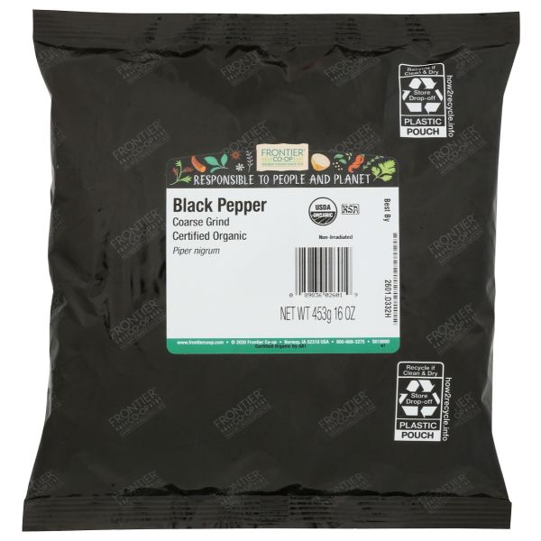 FRONTIER HERB: Organic Black Pepper, 16 oz