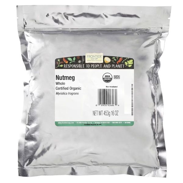 FRONTIER BULK: Organic Whole Nutmeg, 16 oz