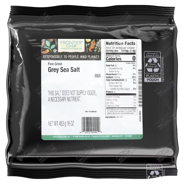 FRONTIER BULK: Fine Grind Grey Sea Salt, 16 oz