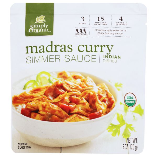 SIMPLY ORGANIC: Madras Curry Simmer Sauce, 6 oz