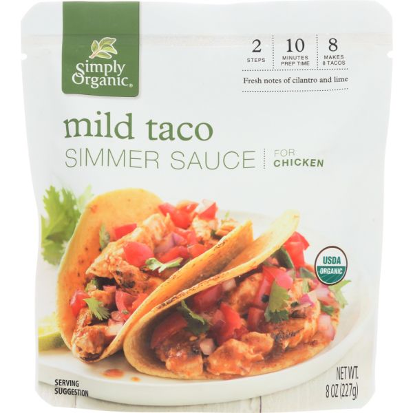 SIMPLY ORGANIC: Sauce Mild Taco Simmer Organic, 8 oz