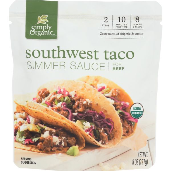 SIMPLY ORGANIC: Sauce Southwest Taco Simmer Organic, 8 oz