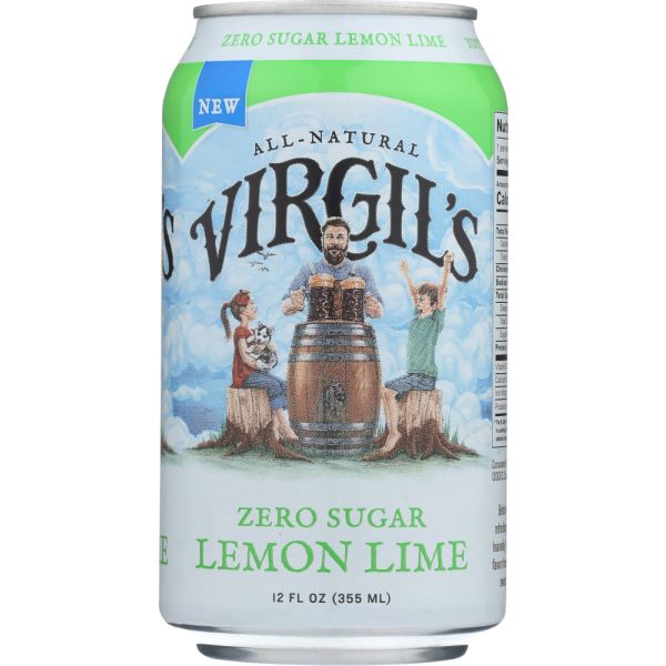 VIRGILS: Zero Sugar Soda Lemon Lime 6-12 fl oz, 72 fl oz