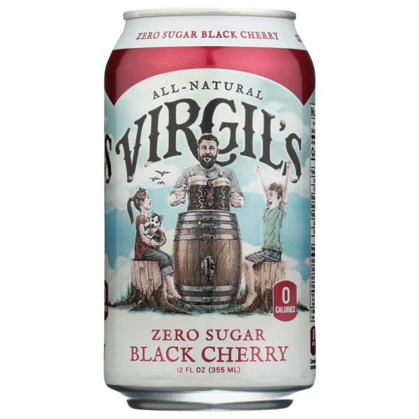 VIRGILS: Zero Sugar Soda Black Cherry 6-12 fl oz, 72 fl oz