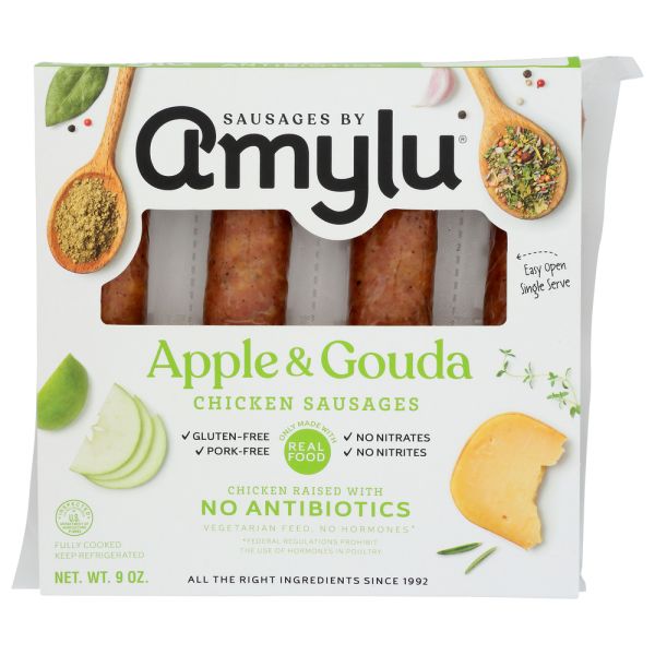 SAUSAGES BY AMYLU: Apple & Gouda Chicken Sausage, 9 oz