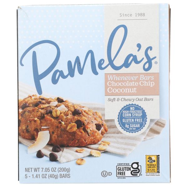 PAMELA'S: Whenever Bars Oat Chocolate Chip Coconut, 7.05 oz