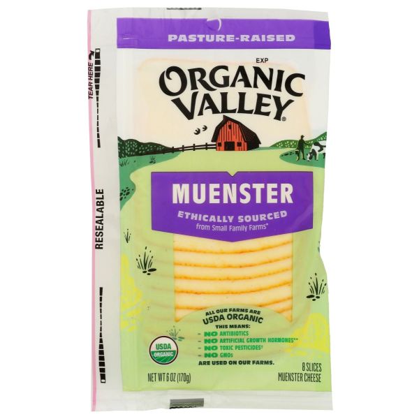 ORGANIC VALLEY: Organic Muenster Cheese Slices, 6 oz