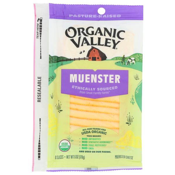 ORGANIC VALLEY: Organic Muenster Cheese Slices, 6 oz