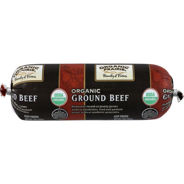 ORGANIC PRAIRIE: Organic Ground Beef Chub, 12 oz