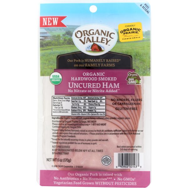 ORGANIC VALLEY: Organic Hardwood Smoked Uncured Ham, 6 oz
