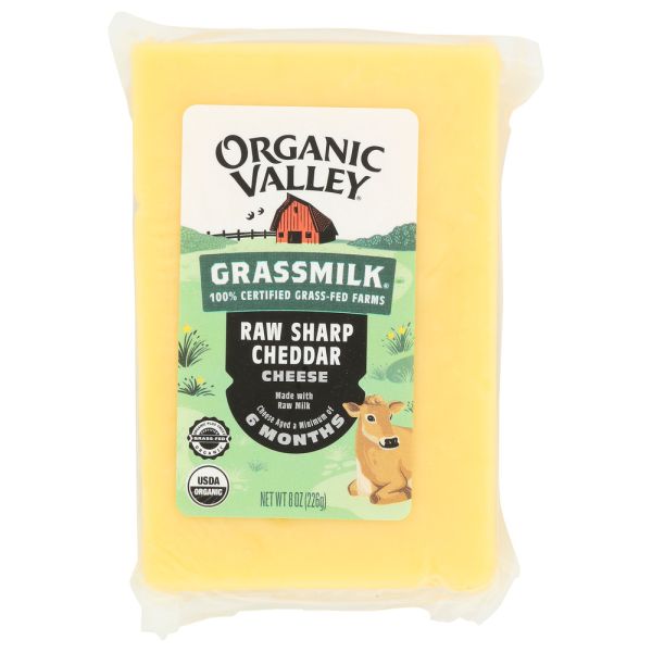 ORGANIC VALLEY: Grassmilk Raw Sharp Cheddar Cheese, 8 oz