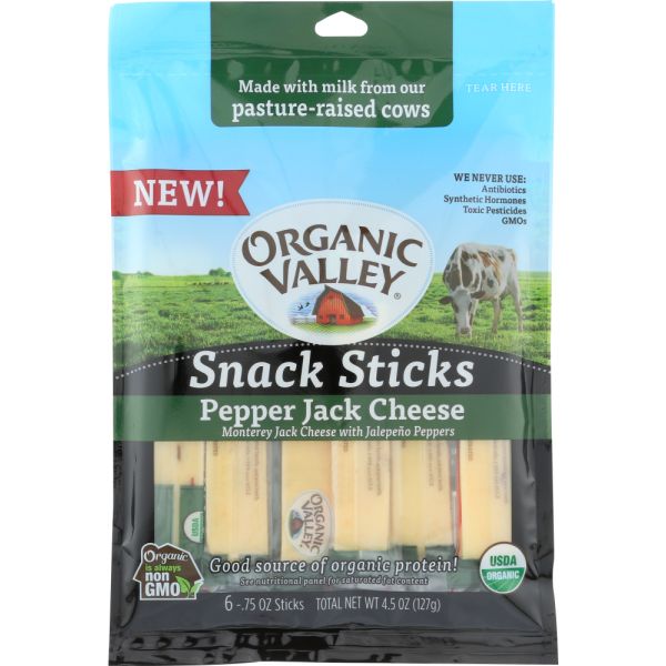 ORGANIC VALLEY: Pepper Jack Cheese Snack Sticks, 4.5 oz