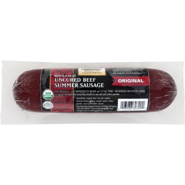 ORGANIC PRAIRIE: Organic Uncured Summer Sausage, 12 oz