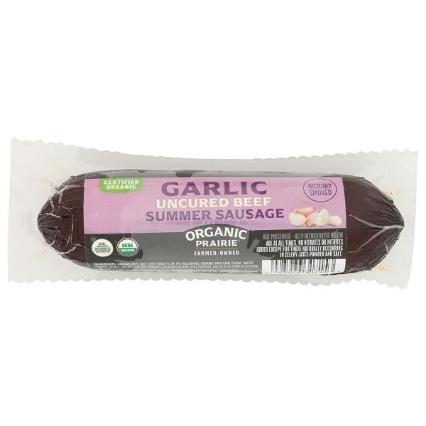 ORGANIC PRAIRIE: Uncured Beef Summer Roasted Garlic Sausage, 12 oz
