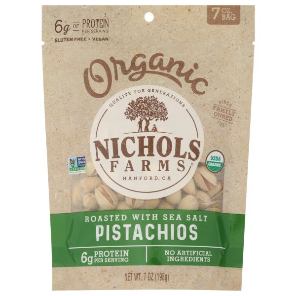 NICHOLS PISTACHIO: Organic In Shell Roasted Pistachios With Sea Salt, 7 oz