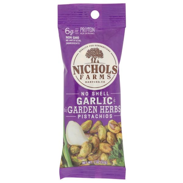 NICHOLS FARMS: No Shell Pistachios Garlic & Garden Herbs, 2 oz