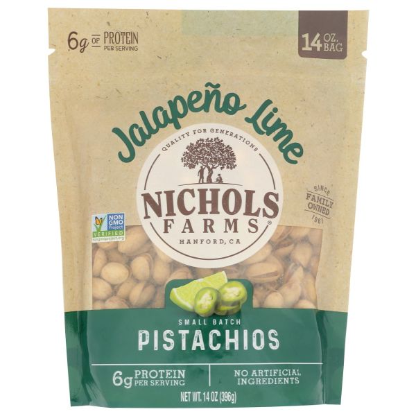 NICHOLS FARMS: In Shell Pistachios Jalapeno Lime, 14 oz