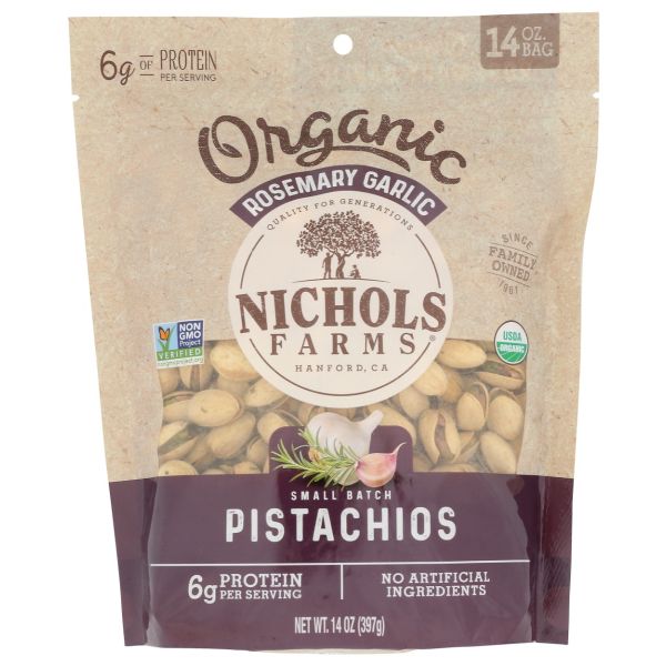 NICHOLS FARMS: In Shell Organic Pistachios Rosemary Garlic, 14 oz