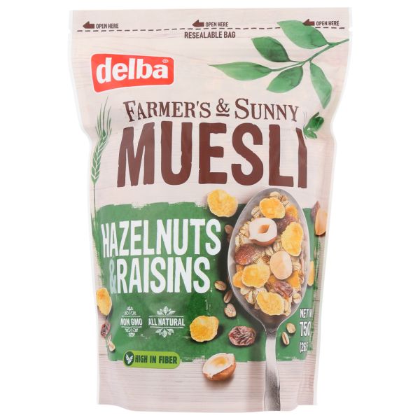 DELBA: Hazelnuts and Raisins Muesli, 26.5 oz
