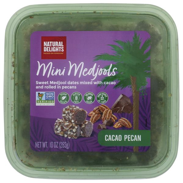 NATURAL DELIGHTS: Mini Medjools Cacao Pecan, 10 oz