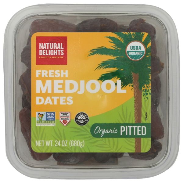 NATURAL DELIGHTS: Organic Pitted Medjool Dates, 24 oz