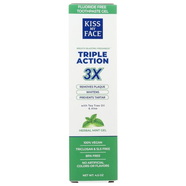 KISS MY FACE: Triple Action Gel Toothpaste, 4.5 oz