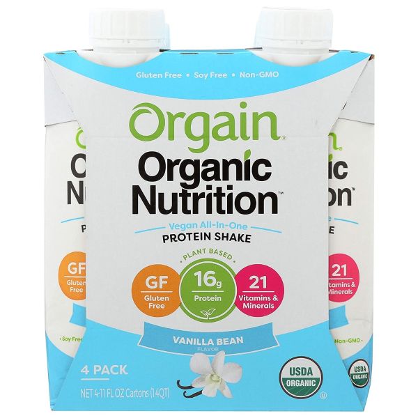 ORGAIN: Protein Shk Vanilla 4Pk, 4 lb