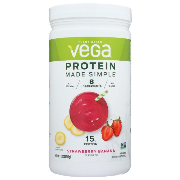 VEGA: Protein Made Simple Plant Based Protein Powder Strawberry Banana, 9.3 oz