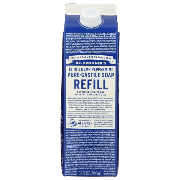 DR. BRONNER'S: Soap Refill Peppermint , 32 fo