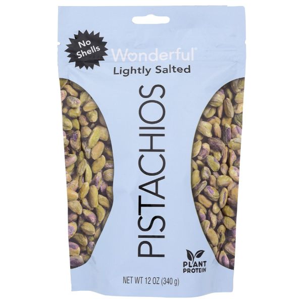 WONDERFUL PISTACHIOS: Lightly Salted No Shells, 12 oz