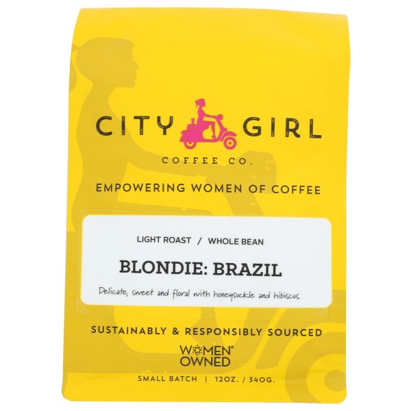 CITY GIRL COFFEE: Coffee Blnd Brazil Whl Bean, 12 OZ