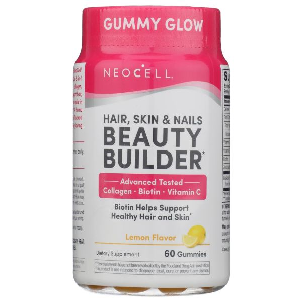 NEOCELL: Hair Skin and Nails Beauty Builder Lemon Flavor Gummies, 60 pc