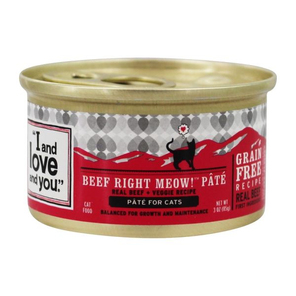 I&LOVE&YOU: Cat Food Beef Right Meow in Can, 3 oz