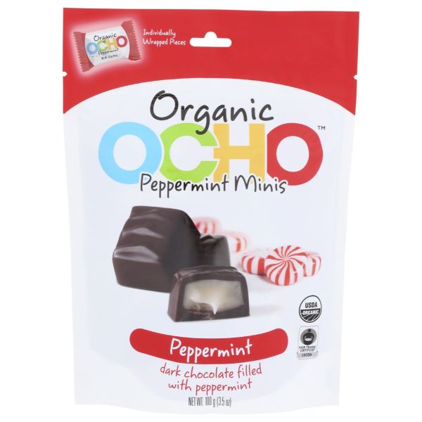 OCHO CANDY: Pouch Peppermint Minis, 3.5 OZ