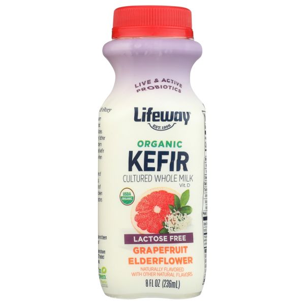 LIFEWAY: Organic Kefir Whole Milk Grapefruit Elderflower, 8 fo