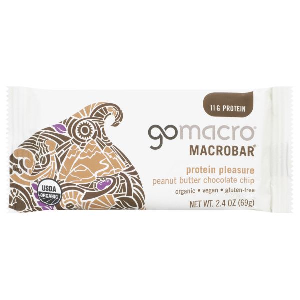 GOMACRO: MacroBar Protein Pleasure Peanut Butter Chocolate Chip, 2.5 oz