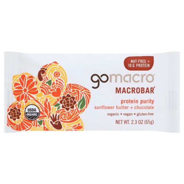 GOMACRO: MacroBar Protein Purity Sunflower Butter Chocolate, 2.3 oz
