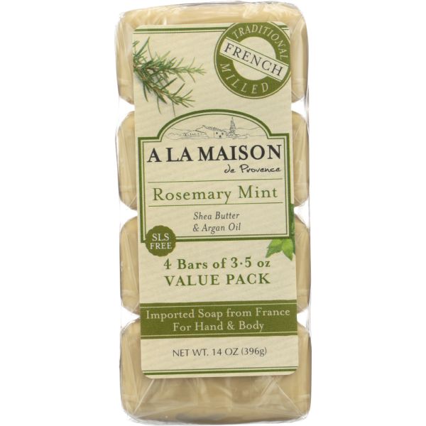 A LA MAISON DE PROVENCE: Rosemary Mint Bar Soap 4pk, 14 oz