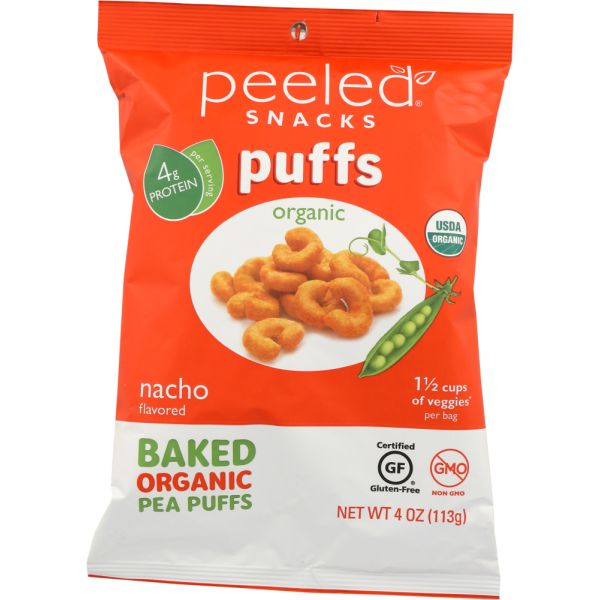 PEELED SNACKS: Puffs Nacho Snack Organic, 4 oz