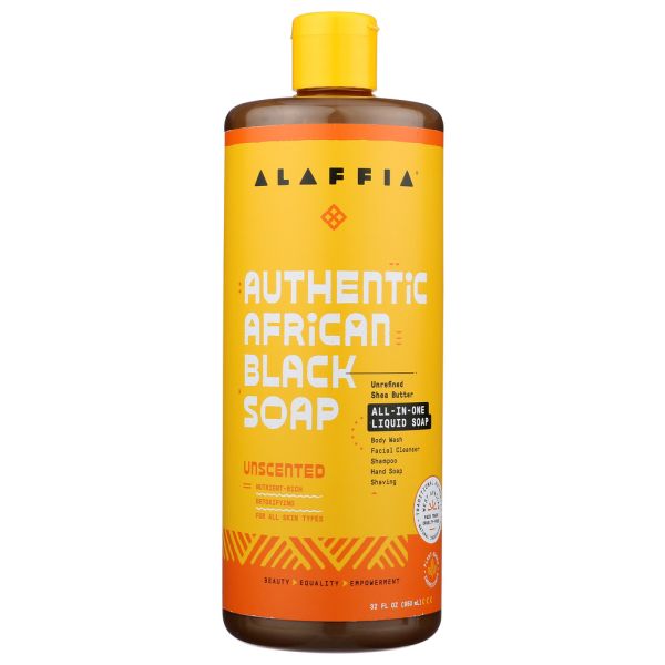 ALAFFIA: Soap Liq Black Unscented, 32 fo